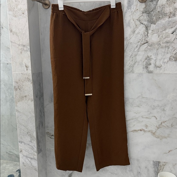 Calvin Klein Pants - Calvin Klein Brown Ankle Pants with Tie Detail